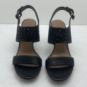 ECCO Dressy Leather Slingback Sandles with Wooden Heels - Authentic